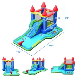 Costway Inflatable Castle Bouncer Bounce House Slide Water Park BallPit With 580W Blower