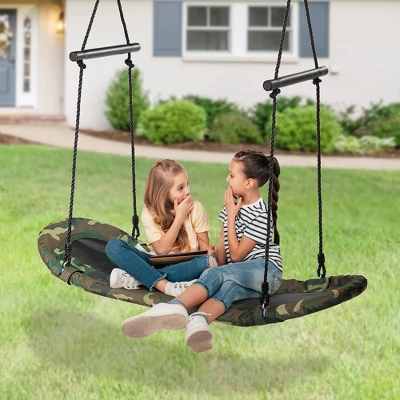 Costway Saucer Tree Swing Surf Kids Outdoor Adjustable Swing Set W/ Handle 3 Costway Saucer Tree Swing Surf Kids Outdoor Adjustable Swing Set W/ Handle