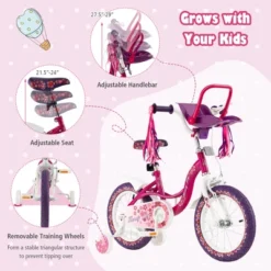 Costway 14'' Kids Bike With Doll Seat Girls Bicycle With Training Wheels For 3-5 Years Old Girl -Kiddie Kingdom Store GUEST e2317d71 2545 40a6 a192 8492f62af9c5