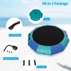 Costway 10FT Inflatable Water Bouncer Splash Padded Water Trampoline BlueYellow -Kiddie Kingdom Store GUEST e2ab8dc6 2e34 4505 9dbf 89acbf45ca27