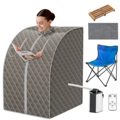 Costway Portable Steam Sauna W/ 9-gear Adjustable Temperature & Herbal Box GrayBlackCoffee -Kiddie Kingdom Store GUEST e3326dd3 0071 409a 802a eaa93f2cd730