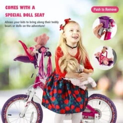 Costway 14'' Kids Bike With Doll Seat Girls Bicycle With Training Wheels For 3-5 Years Old Girl -Kiddie Kingdom Store GUEST e35c677f 0d98 4a8c b64e 118b5a3cdee8