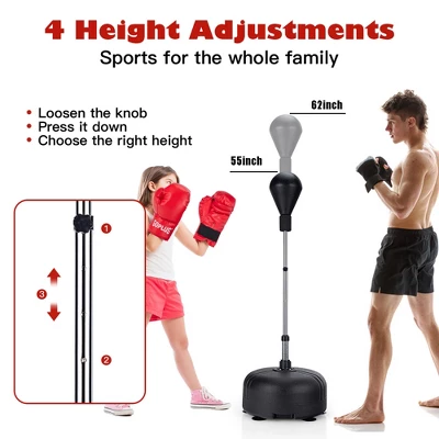 Costway Freestanding Punching Bag W/Stand Boxing Gloves For Adult Kids Adjustable 4 Costway Freestanding Punching Bag W/Stand Boxing Gloves For Adult Kids Adjustable - Image 2