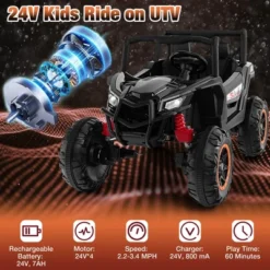 Costway 24V Kids Ride On UTV With 4 X 100W Powerful Engine Remote Control High/Low Speed Pink/Black/Red/Navy -Kiddie Kingdom Store GUEST e7de36e4 6e91 4ac4 9bc0 0962ea6068f2