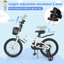 Costway 18'' Kid's Bike With Removable Training Wheels & Basket For 4-8 Years Old White/Blue/Red/Skyblue 19 Costway 18'' Kid's Bike With Removable Training Wheels & Basket For 4-8 Years Old White/Blue/Red/Skyblue -Kiddie Kingdom Store GUEST e8505316 6efd 4a66 b468 325182abd954