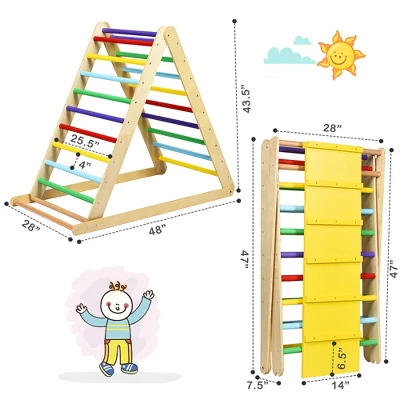 Costway Foldable Wooden Climbing Triangle Indoor Climber W/Ladder For Baby Toddler 8 Costway Foldable Wooden Climbing Triangle Indoor Climber W/Ladder For Baby Toddler - Image 6