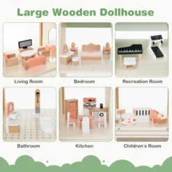 Costway Wooden Corner Dollhouse Playset With 36 Pieces Of Furniture And Accessories -Kiddie Kingdom Store GUEST e9aff1b6 f09f 4cc3 a23e a83032d176fa