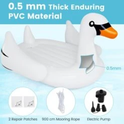Costway Inflatable Swan Island Giant 4-Person Swan Pool Float With Cups Holders White -Kiddie Kingdom Store GUEST e9c853f0 cc49 4758 b9f3 4420323a75d1
