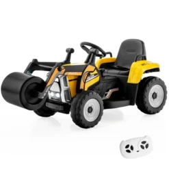 Costway Kids Ride On Roller 12V Electric Tractor Remote W/ Music & LED Light YellowBluePinkRed -Kiddie Kingdom Store GUEST ea79c5b7 9367 4235 be2a d9b11d5fb695