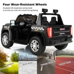 Costway 12V Licensed GMC Kids Ride On Police Car 2-Seater Truck W/Remote Control & Music -Kiddie Kingdom Store GUEST eaebfb09 caf1 429e b42a 2f7e63d1d98d