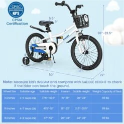 Costway 18'' Kid's Bike With Removable Training Wheels & Basket For 4-8 Years Old White/Blue/Red/Skyblue 23 Costway 18'' Kid's Bike With Removable Training Wheels & Basket For 4-8 Years Old White/Blue/Red/Skyblue -Kiddie Kingdom Store GUEST eb0debdd ab5c 4010 81f5 9cb42811cbbb