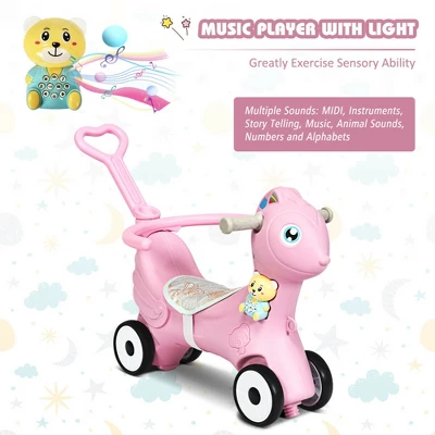 Costway Baby Rocking Horse 4 In 1 Kids Ride On Toy Push Car W/ Music 7 Costway Baby Rocking Horse 4 In 1 Kids Ride On Toy Push Car W/ Music - Image 5