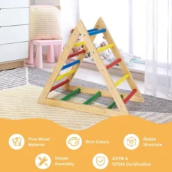 Costway Climbing Triangle Ladder, Wooden Triangle Climber, Educational Triangle Climber -Kiddie Kingdom Store GUEST ec7918c2 f65f 43f4 be60 490252f54c6f