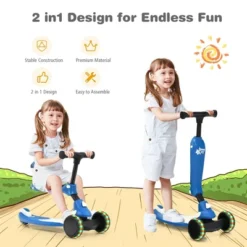 Honeyjoy Portable 3 Wheel Kids Scooter With Gravity Steering System PurpleBlueGreen -Kiddie Kingdom Store GUEST ee965e4e 47c6 4af3 980f db1dcc83d1e9