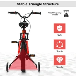 Costway 16'' Kids Bike Toddlers Adjustable Freestyle Bicycle W/ Training Wheels -Kiddie Kingdom Store GUEST ef4dfa83 4a79 4ff6 ac6b 109b4ef20e2c