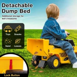 Costway Ride On Dump Truck With One-Button Start Horn Adjustable Dump Bed Treaded Wheels -Kiddie Kingdom Store GUEST efb7e9fe 4c6d 441f b168 cbfa30522307