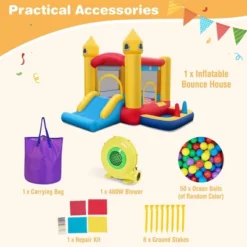 Costway Kids Bouncy Castle With Slide & Ball Pit Pool Ocean Balls & 480W Blower Included -Kiddie Kingdom Store GUEST f046c8c5 f41c 476b 917e 8f0b8683cf01