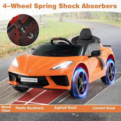 Costway 12V Electric Kids Ride On Car With Remote Control Wireless Connection Lights Orange/Pink/Red/White 6 Costway 12V Electric Kids Ride On Car With Remote Control Wireless Connection Lights Orange/Pink/Red/White - Image 4