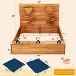 Costway Wooden Sandbox W/ Sand Wall & Cover & Bottom Liner For Kids Outdoor -Kiddie Kingdom Store GUEST f24d597c f885 47e5 aac6 69cf16cafb96