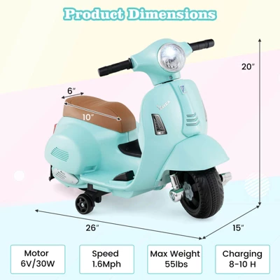 Costway Kids Ride On Motorcycle With Training Wheels Headlight Horn 6V Battery 4 Costway Kids Ride On Motorcycle With Training Wheels Headlight Horn 6V Battery - Image 2