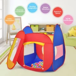 Costway Portable Kid Baby Play House Indoor Outdoor Toy Tent Game Playhut With 100 Balls -Kiddie Kingdom Store GUEST f3929561 5431 40f2 86e6 d0955199af0a