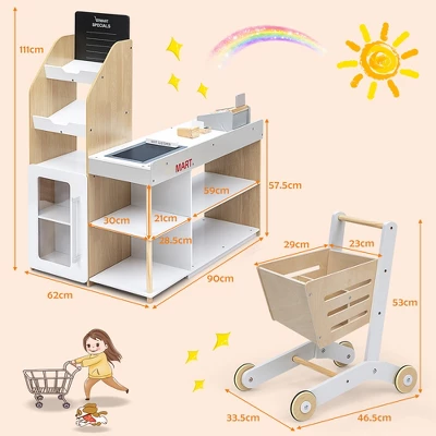 Costway Grocery Store Playset Pretend Play Supermarket Shopping Set With Shopping Cart 4 Costway Grocery Store Playset Pretend Play Supermarket Shopping Set With Shopping Cart - Image 2