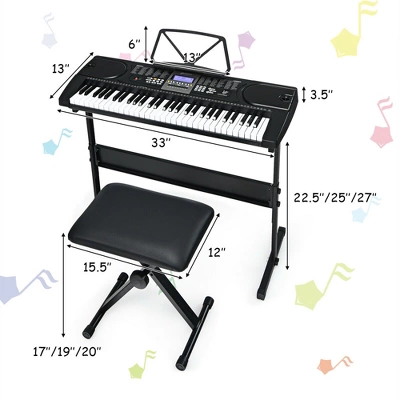 Costway Sonart 61-Key Electronic Keyboard Piano Starter Set Toy W/Stand Bench Headphones 3 Costway Sonart 61-Key Electronic Keyboard Piano Starter Set Toy W/Stand Bench Headphones