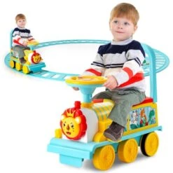 Costway 6V Electric Kids Ride On Train Motorized Train Toy W/ Track & 6 Wheels -Kiddie Kingdom Store GUEST f4470448 e9a5 4286 972d c1b116acfd0c