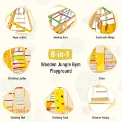 Costway 8-in-1 Jungle Gym Playset, Wooden Climber Play Set With Monkey Bars Colorful/Natural 16 Costway 8-in-1 Jungle Gym Playset, Wooden Climber Play Set With Monkey Bars Colorful/Natural -Kiddie Kingdom Store GUEST f4db400d cbca 4408 a876 125e49677867