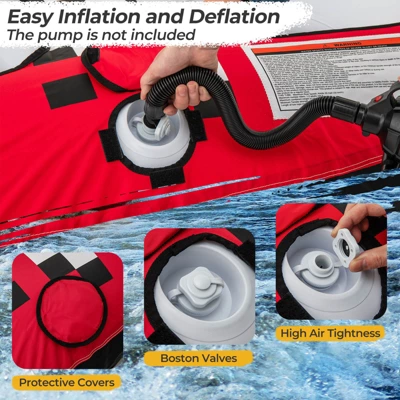 Costway Towable Tube For Boating 1 Or 2 Person Inflatable Boat Tube For Youth & Adult Red 8 Costway Towable Tube For Boating 1 Or 2 Person Inflatable Boat Tube For Youth & Adult Red - Image 6