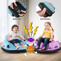 Costway 12V Electric 360° Spin Car Toy Ride On Bumper Car For Toddlers With Remote Control Light Blue/Pink/Red/Purple -Kiddie Kingdom Store GUEST f514d586 83a7 4b2f afcb af34dd0fdfa1