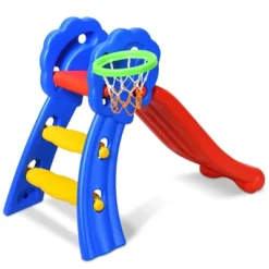 2 Step Children Folding Slide W/ Basketball Hoop For Kids Indoor & Outdoor -Kiddie Kingdom Store GUEST f58e332e 1532 4ad9 870a 5c82c3eb56d7