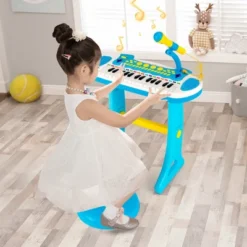 Costway 31 Key Kids Piano Keyboard Toy Toddler Musical Instrument W/ Microphone PinkBlue