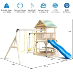 Costway Backyard Wooden Swing Set Slide Playset For Kids Outdoor Climbing Wall Sandpit -Kiddie Kingdom Store GUEST f6a00fba 0f74 40b3 a856 593ed719a936
