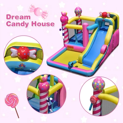 Costway Inflatable Bounce House Sweet Candy Bouncy Castle W/ Water Slide& 480W Blower 7 Costway Inflatable Bounce House Sweet Candy Bouncy Castle W/ Water Slide& 480W Blower - Image 5