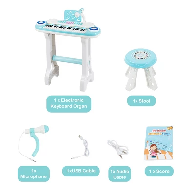 Costway 37-Key Kids Piano Keyboard Playset Electronic Organ Light BluePink 11 Costway 37-Key Kids Piano Keyboard Playset Electronic Organ Light BluePink - Image 9