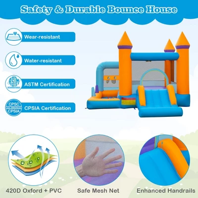 Costway 5-in-1 Inflatable Bounce Castle Kids Jumping Bouncer With Ocean Balls & 735W Blower 7 Costway 5-in-1 Inflatable Bounce Castle Kids Jumping Bouncer With Ocean Balls & 735W Blower - Image 5