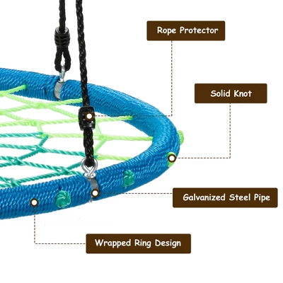 Costway 40'' Spider Web Tree Swing Kids Outdoor Play Set W/ Adjustable Ropes Gift OrangeBlueGreen 7 Costway 40'' Spider Web Tree Swing Kids Outdoor Play Set W/ Adjustable Ropes Gift OrangeBlueGreen - Image 5
