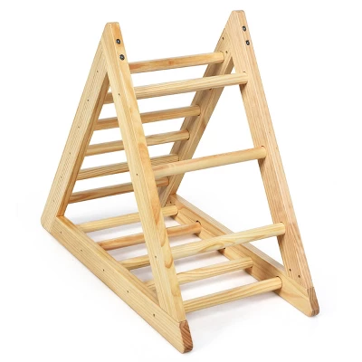 Costway Wooden Climbing Pikler Triangle With Climbing Ladder For Toddler Step Training, Natural 3 Costway Wooden Climbing Pikler Triangle With Climbing Ladder For Toddler Step Training, Natural