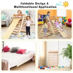 Costway Foldable Wooden Climbing Triangle Indoor Home Climber W/ Ladder For Toddler Baby -Kiddie Kingdom Store GUEST fe16491a 1dc0 468a aaa7 e648066f6013
