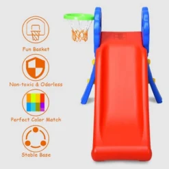 2 Step Children Folding Slide W/ Basketball Hoop For Kids Indoor & Outdoor -Kiddie Kingdom Store GUEST ffc5a9c4 c13f 452b acdd 69c0196f1f1d