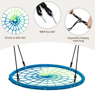 Costway 40'' Spider Web Tree Swing Kids Outdoor Play Set W/ Adjustable Ropes Gift OrangeBlueGreen 8 Costway 40'' Spider Web Tree Swing Kids Outdoor Play Set W/ Adjustable Ropes Gift OrangeBlueGreen - Image 6