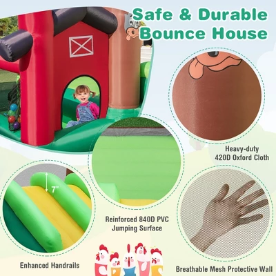 Costway Farm Themed Inflatable Castle Kids Bounce House W/ Double Slides 9 Costway Farm Themed Inflatable Castle Kids Bounce House W/ Double Slides - Image 7